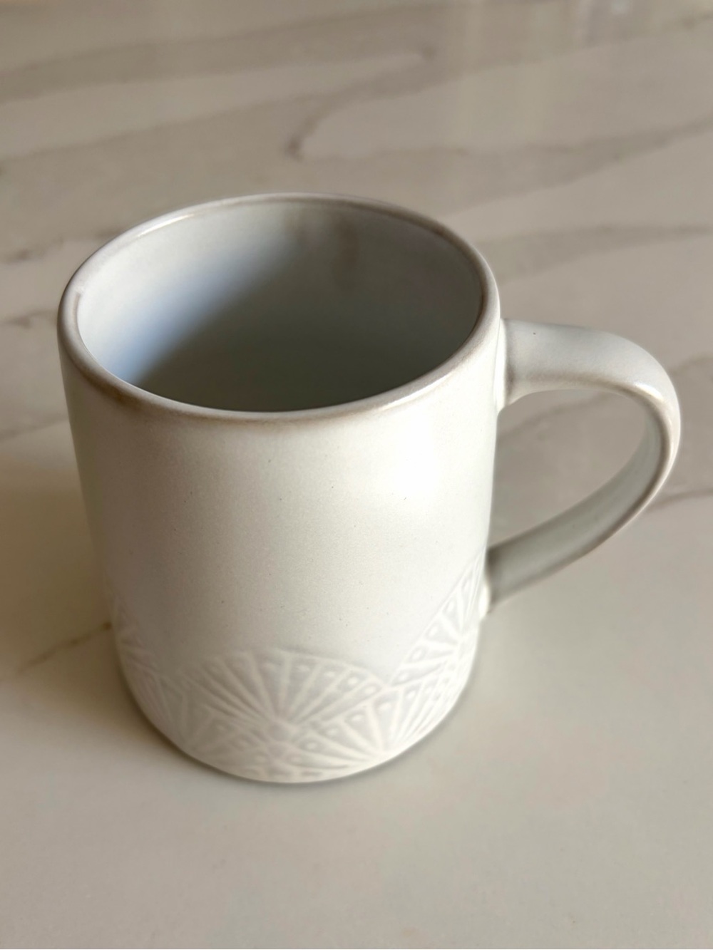 Hearth & Hand White Ceramic Mug Geometric Design